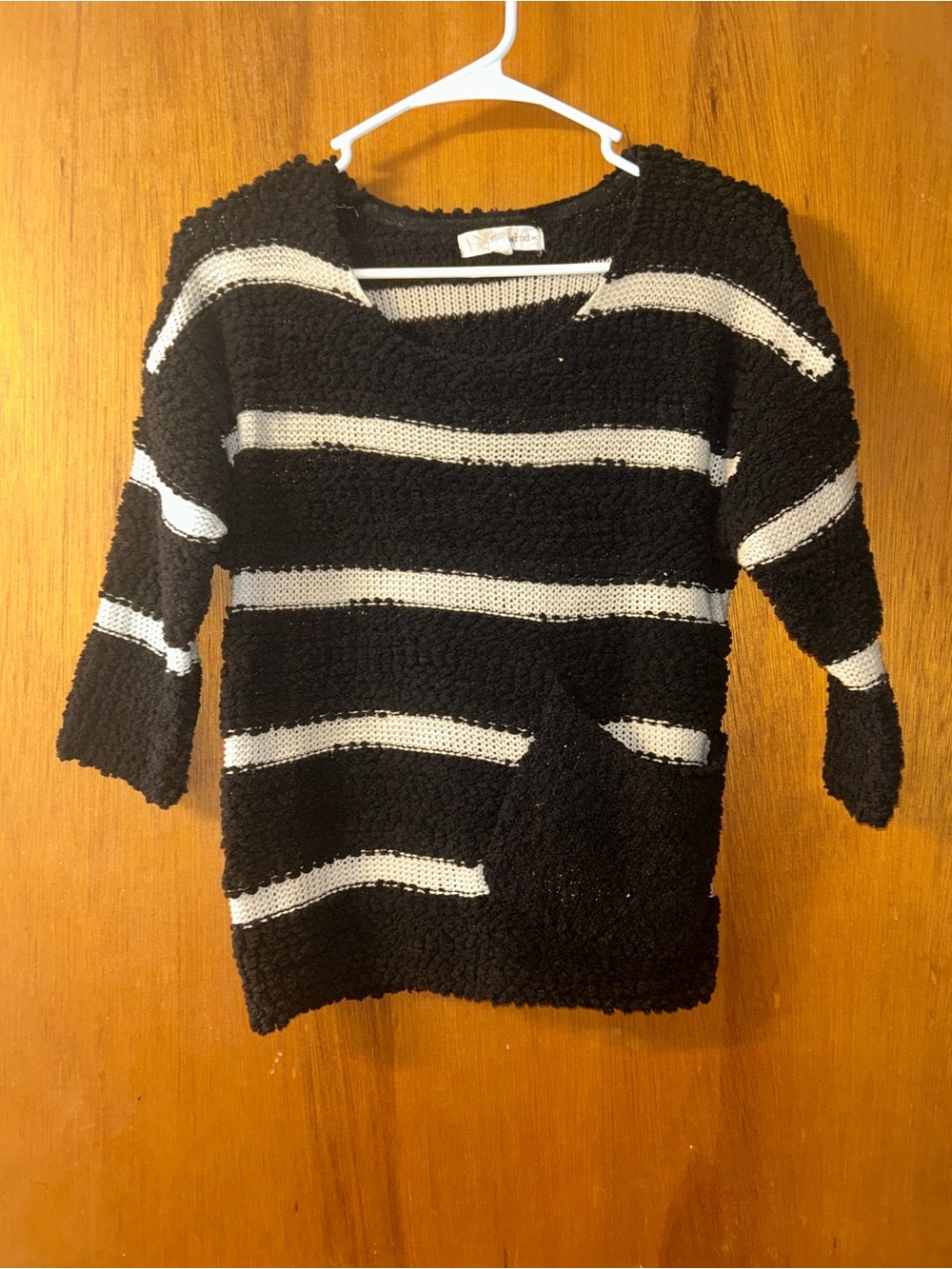 Women's Black & White Striped Cozy Knit Sweater
